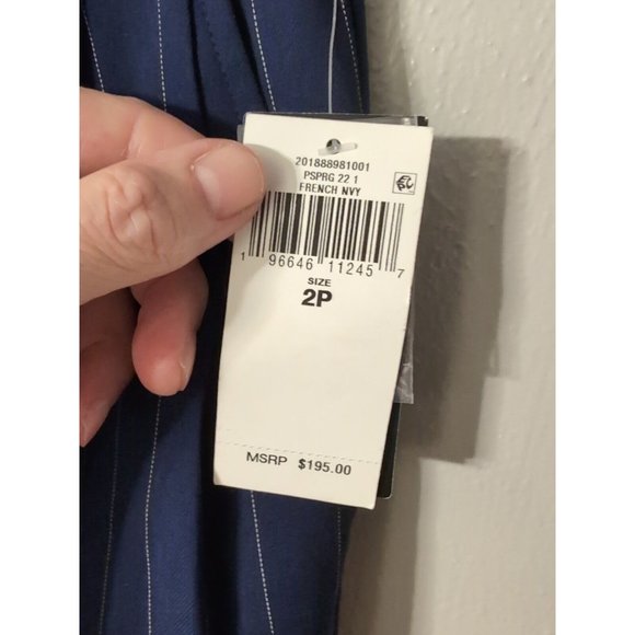 Lauren Ralph Lauren Petite Blue Striped Wool Crepe Ankle Dress Pants Size 2P NWT - Picture 3 of 10